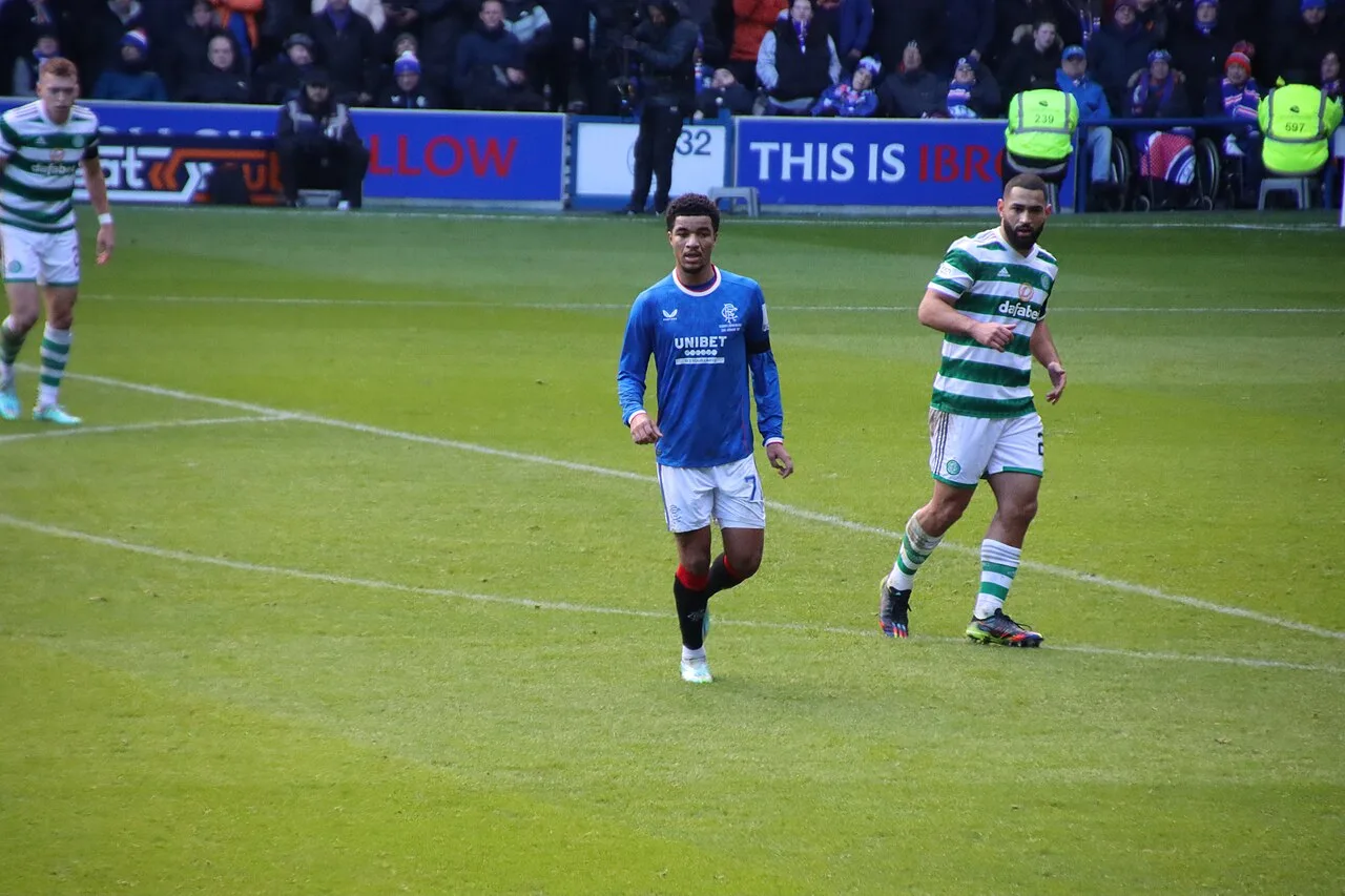 Malik Tillman in a Rangers vs Celtic match in 2023.